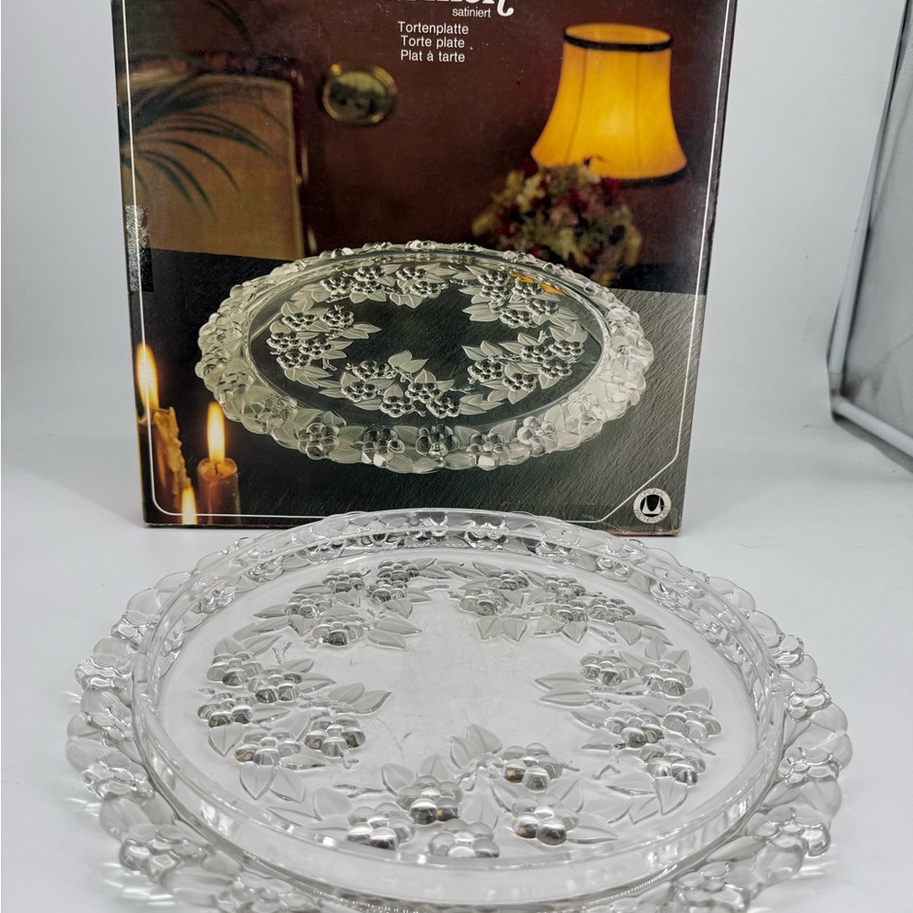 Clear Glass Floral Cake Plate